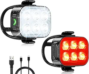 Zewdov USB Rechargeable Bike Light Set