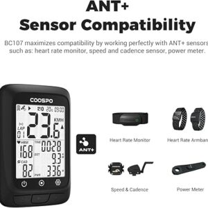 COOSPO Bike Computer with Bluetooth & ANT+ – Multifunctional Cycling Speedometer with Backlight and IP67 Waterproof Design